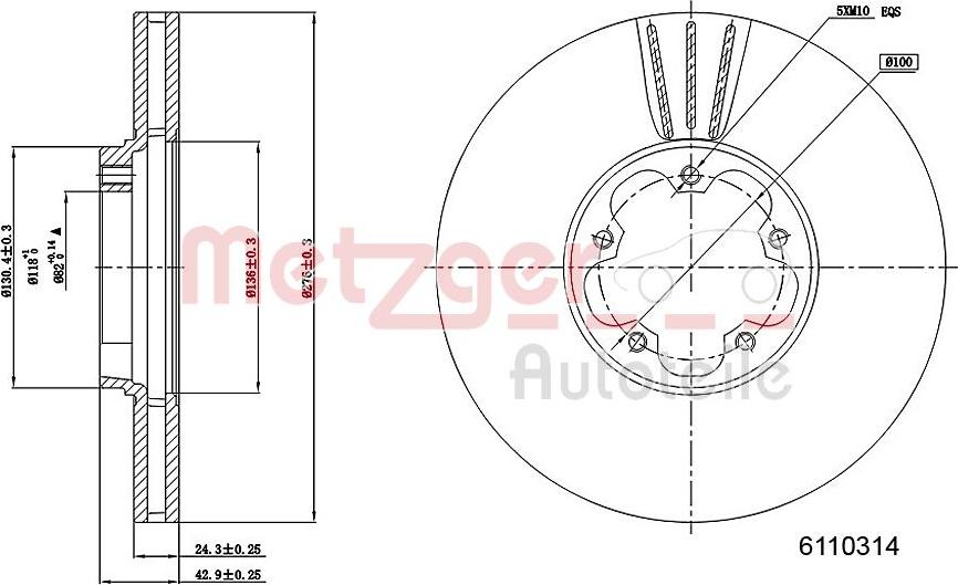 Metzger 6110314 - Disque de frein cwaw.fr