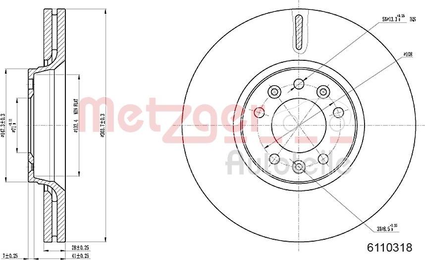 Metzger 6110318 - Disque de frein cwaw.fr