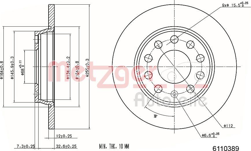 Metzger 6110389 - Disque de frein cwaw.fr