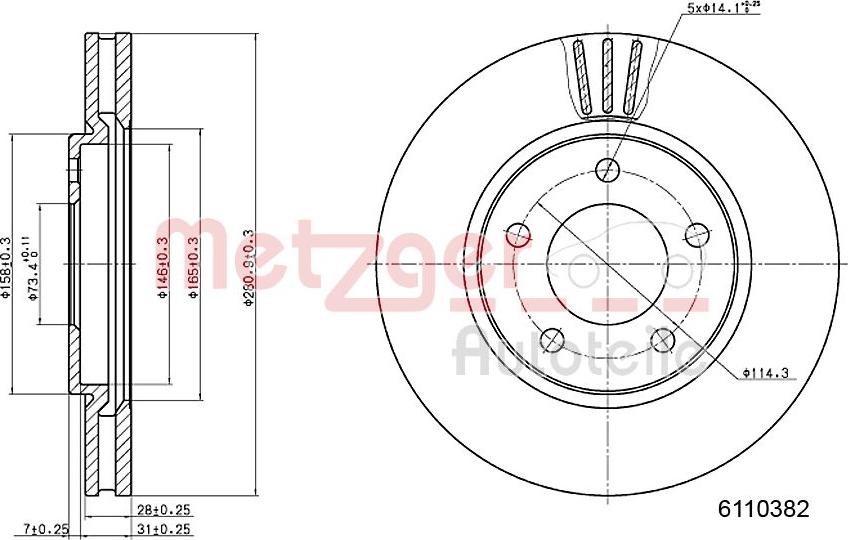 Metzger 6110382 - Disque de frein cwaw.fr