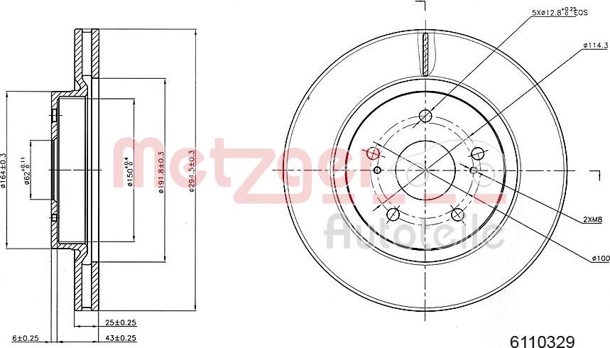 Metzger 6110329 - Disque de frein cwaw.fr