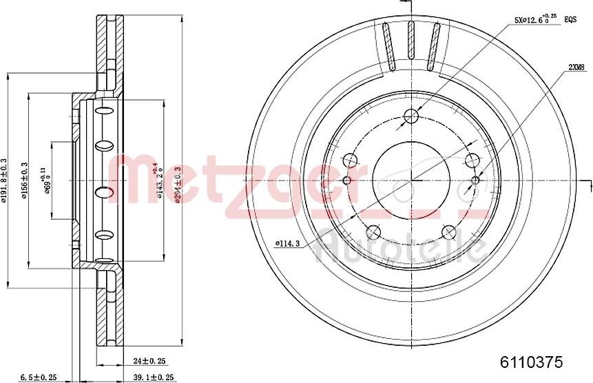 Metzger 6110375 - Disque de frein cwaw.fr