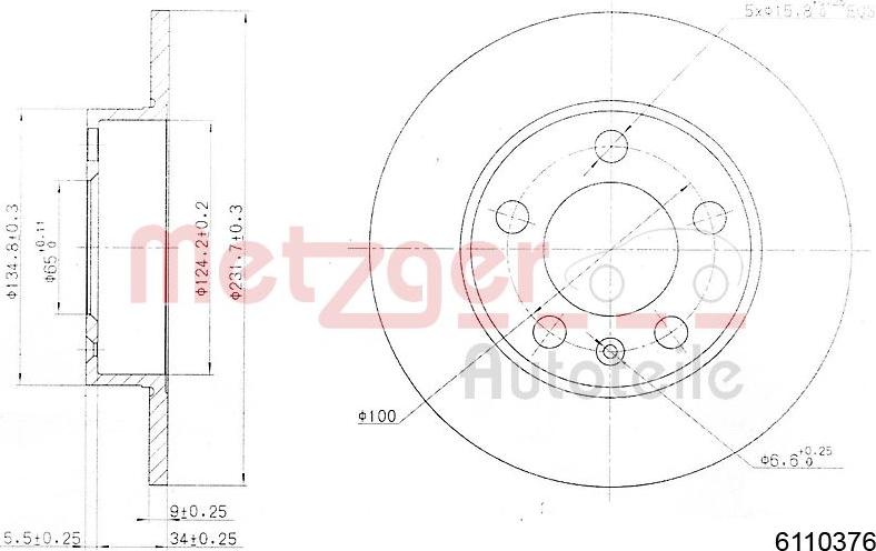 Metzger 6110376 - Disque de frein cwaw.fr