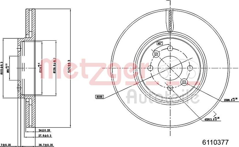 Metzger 6110377 - Disque de frein cwaw.fr