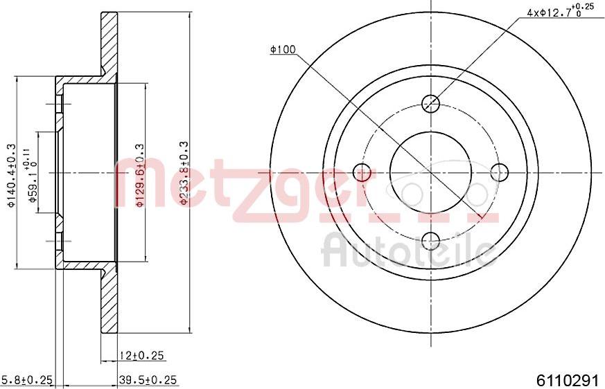 Metzger 6110291 - Disque de frein cwaw.fr