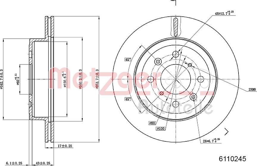 Metzger 6110245 - Disque de frein cwaw.fr