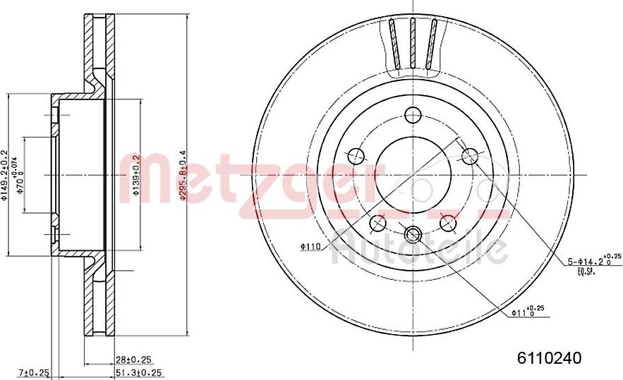 Metzger 6110240 - Disque de frein cwaw.fr