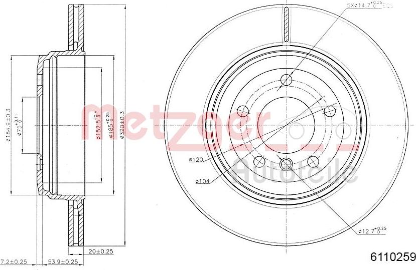 Metzger 6110259 - Disque de frein cwaw.fr