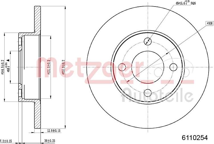 Metzger 6110254 - Disque de frein cwaw.fr