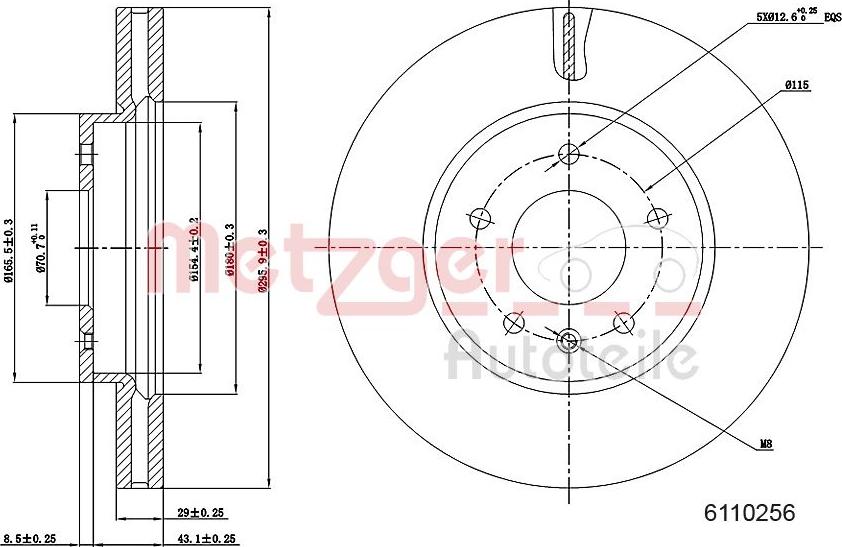 Metzger 6110256 - Disque de frein cwaw.fr