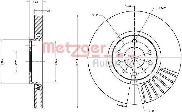 Metzger 6110251 - Disque de frein cwaw.fr