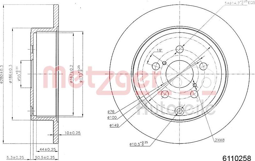 Metzger 6110258 - Disque de frein cwaw.fr