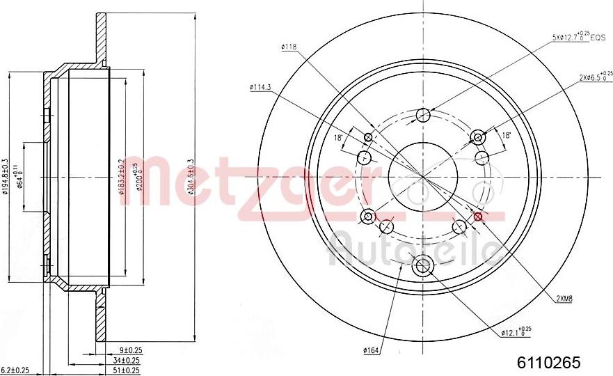 Metzger 6110265 - Disque de frein cwaw.fr