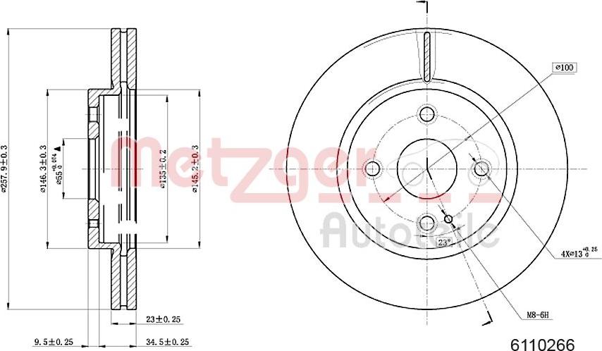 Metzger 6110266 - Disque de frein cwaw.fr