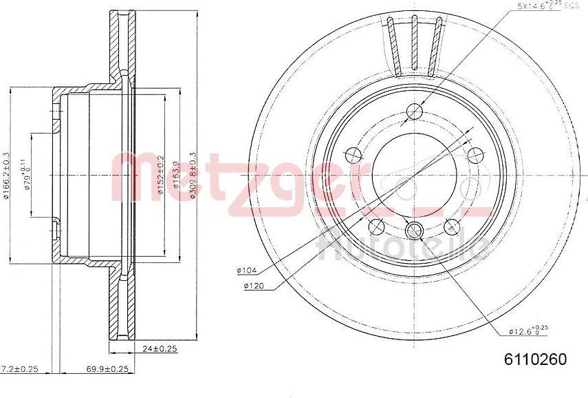 Metzger 6110260 - Disque de frein cwaw.fr