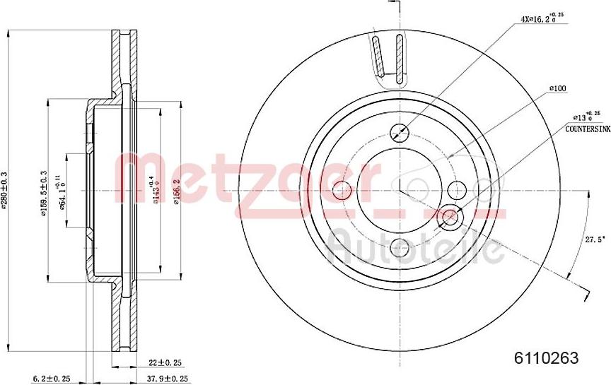 Metzger 6110263 - Disque de frein cwaw.fr