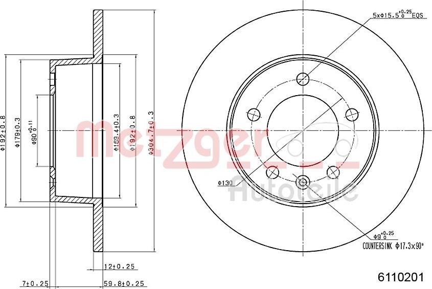 Metzger 6110201 - Disque de frein cwaw.fr