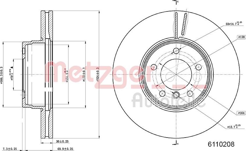 Metzger 6110208 - Disque de frein cwaw.fr