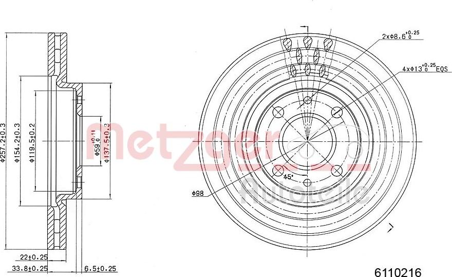 Metzger 6110216 - Disque de frein cwaw.fr