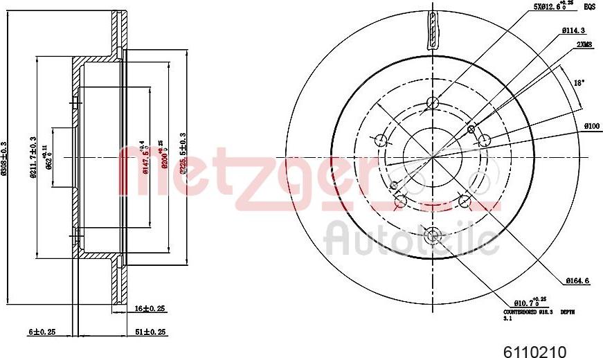 Metzger 6110210 - Disque de frein cwaw.fr