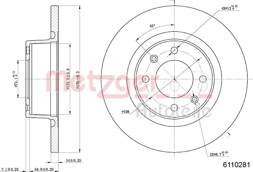 Metzger 6110281 - Disque de frein cwaw.fr