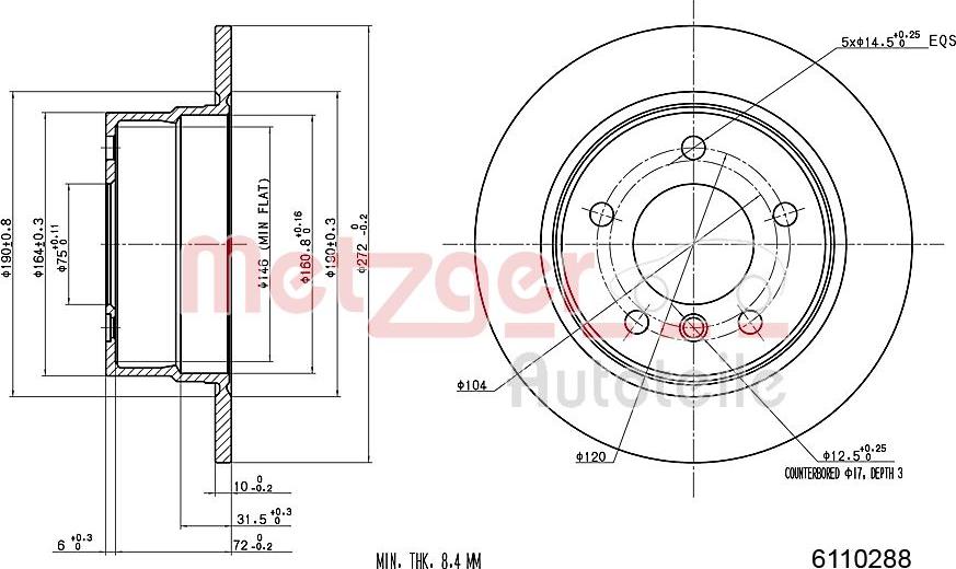 Metzger 6110288 - Disque de frein cwaw.fr