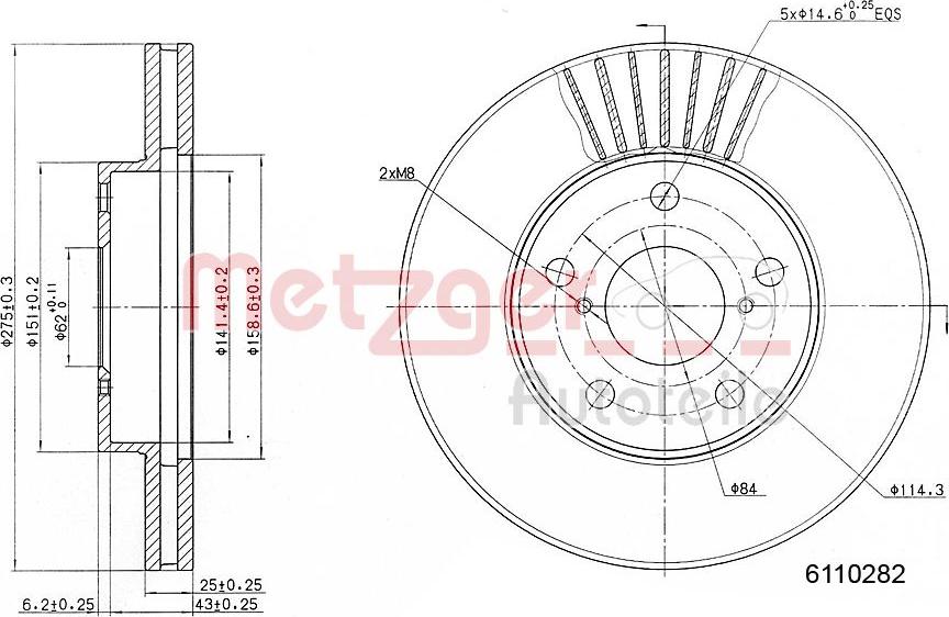 Metzger 6110282 - Disque de frein cwaw.fr