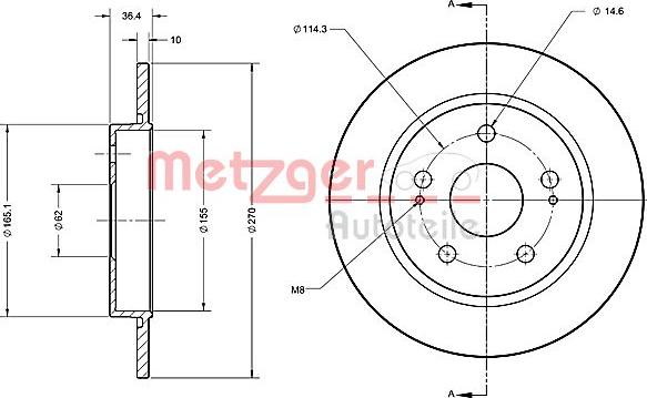 Metzger 6110234 - Disque de frein cwaw.fr