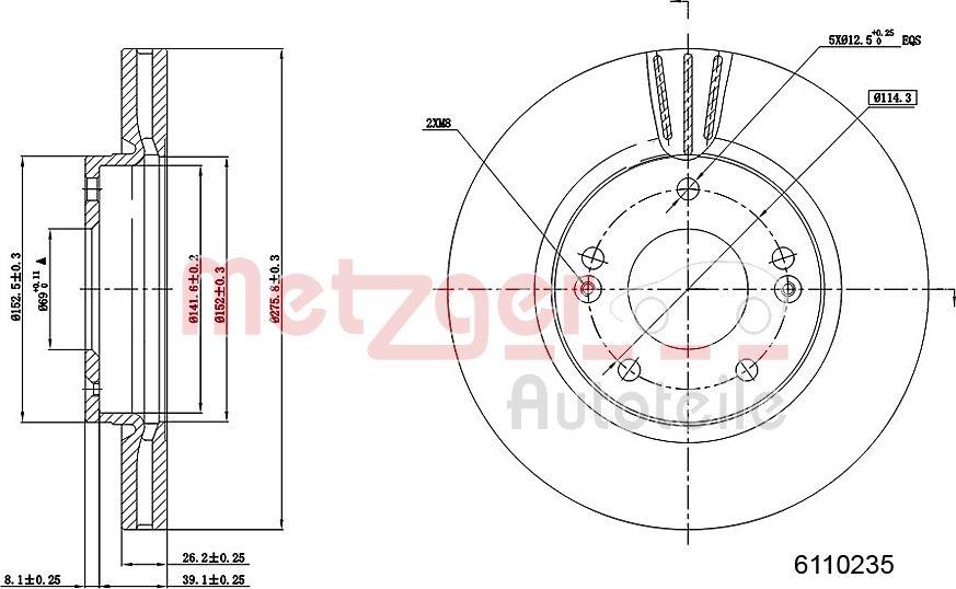 Metzger 6110235 - Disque de frein cwaw.fr