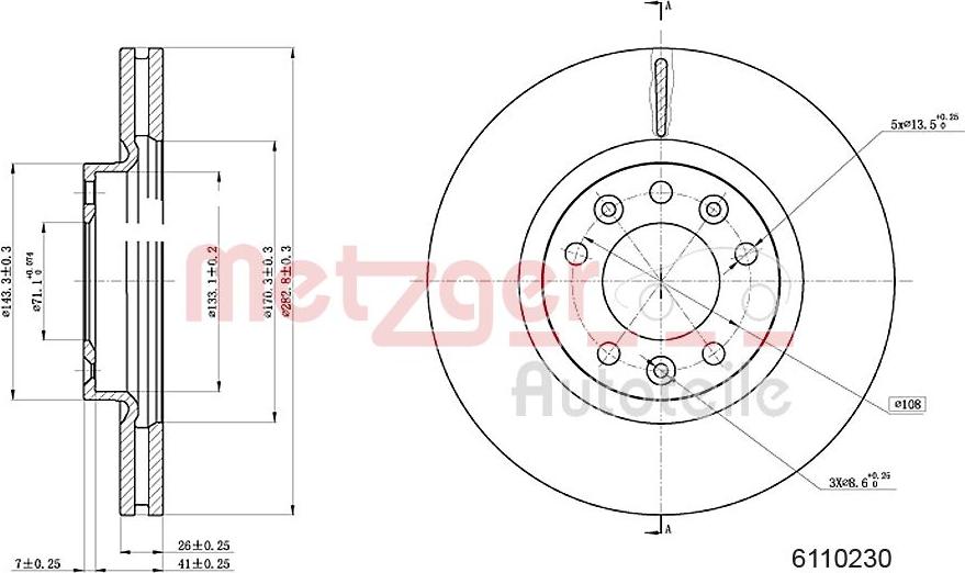 Metzger 6110230 - Disque de frein cwaw.fr