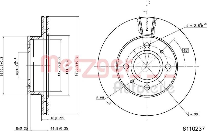 Metzger 6110237 - Disque de frein cwaw.fr