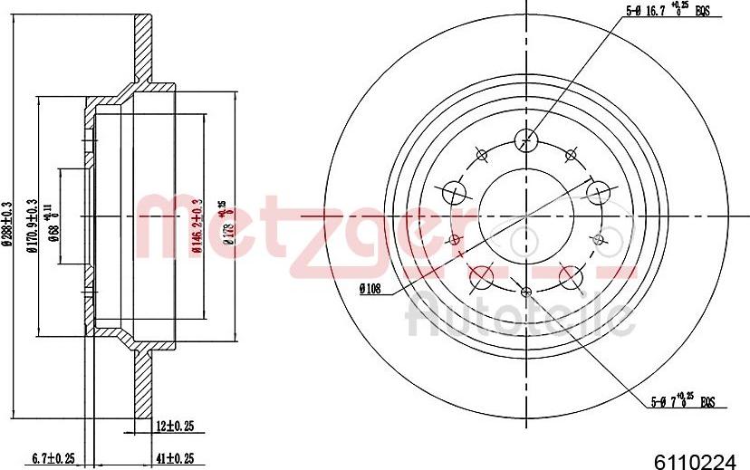 Metzger 6110224 - Disque de frein cwaw.fr