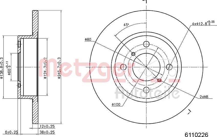 Metzger 6110226 - Disque de frein cwaw.fr