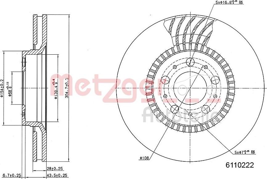 Metzger 6110222 - Disque de frein cwaw.fr