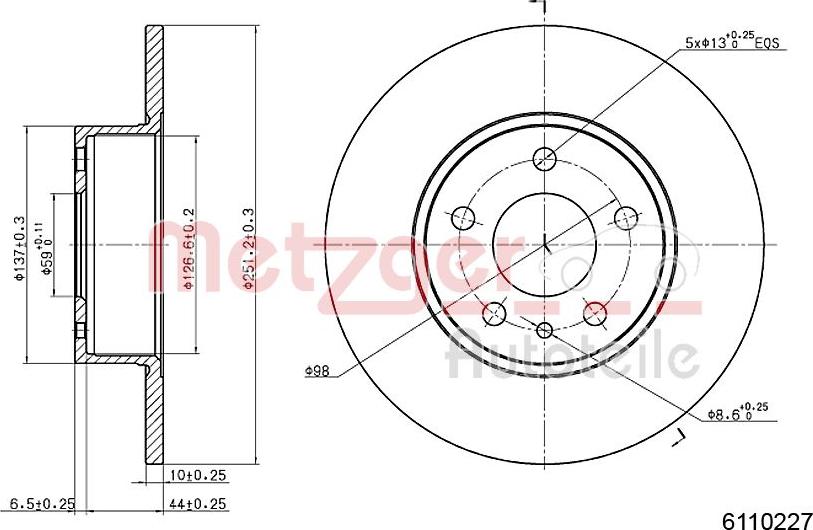 Metzger 6110227 - Disque de frein cwaw.fr