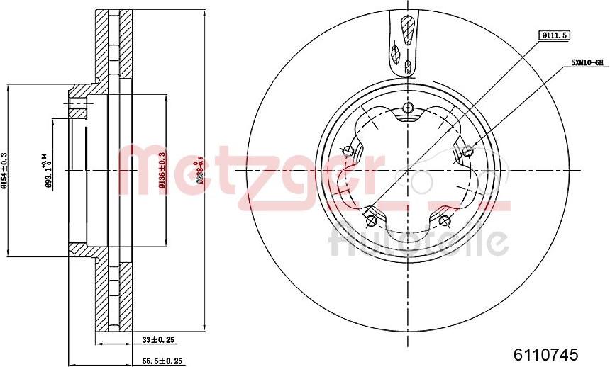 Metzger 6110745 - Disque de frein cwaw.fr