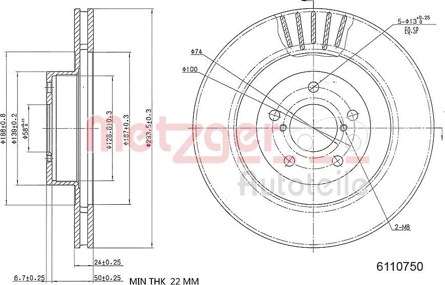 Metzger 6110750 - Disque de frein cwaw.fr