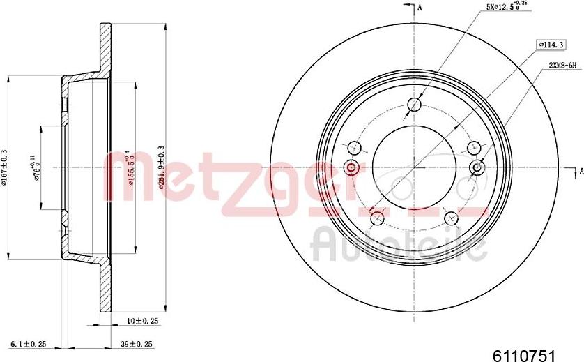 Metzger 6110751 - Disque de frein cwaw.fr