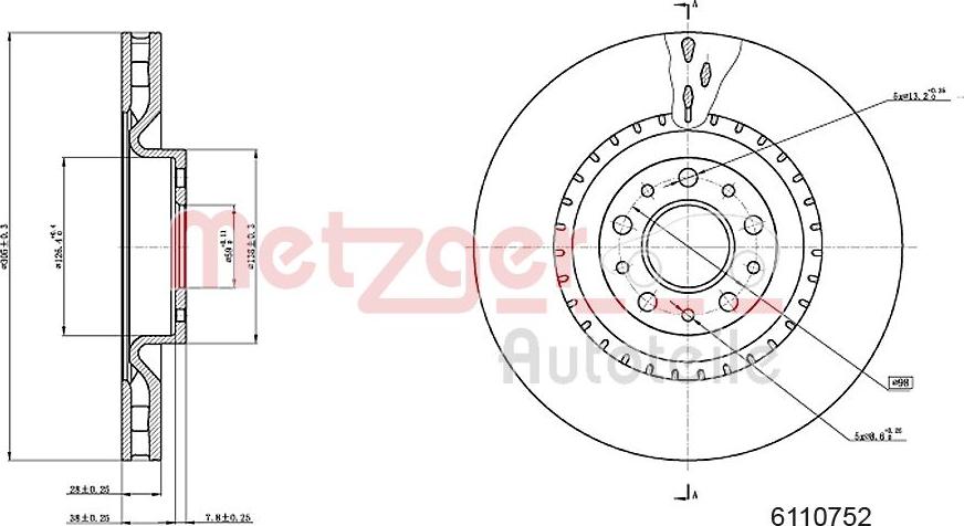 Metzger 6110752 - Disque de frein cwaw.fr