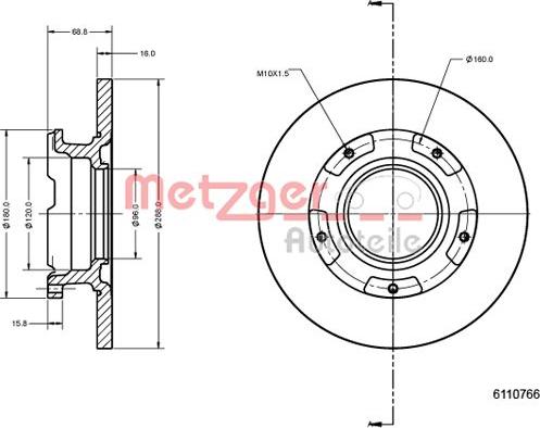 Metzger 6110766 - Disque de frein cwaw.fr