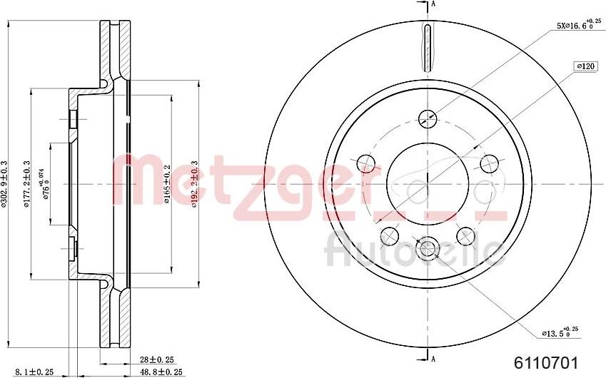 Metzger 6110701 - Disque de frein cwaw.fr