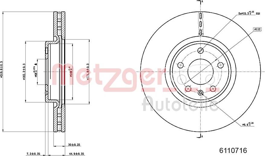 Metzger 6110716 - Disque de frein cwaw.fr