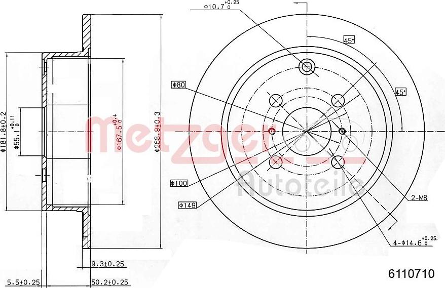 Metzger 6110710 - Disque de frein cwaw.fr