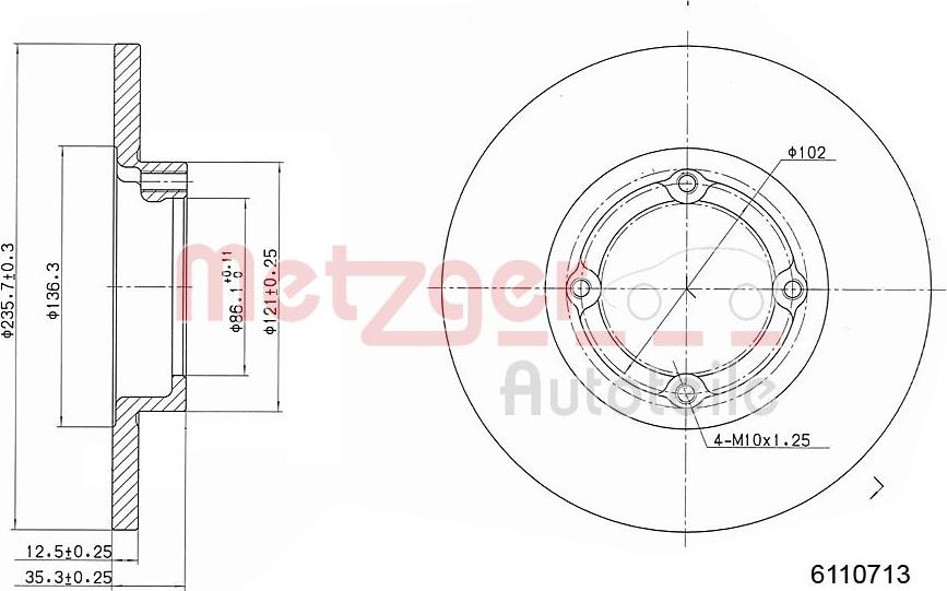 Metzger 6110713 - Disque de frein cwaw.fr