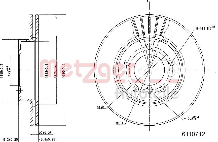 Metzger 6110712 - Disque de frein cwaw.fr