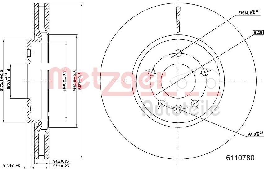 Metzger 6110780 - Disque de frein cwaw.fr