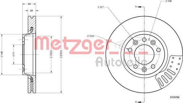 Metzger 6110788 - Disque de frein cwaw.fr