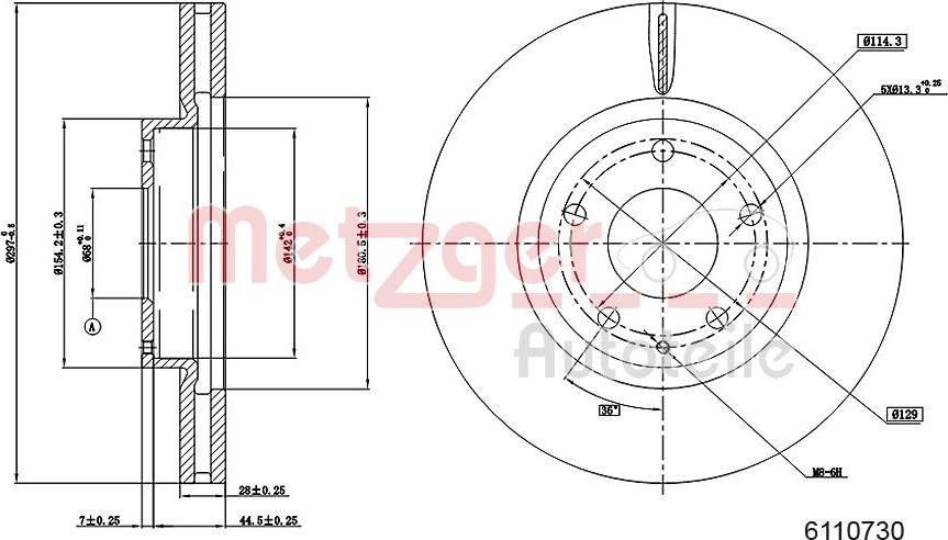 Metzger 6110730 - Disque de frein cwaw.fr