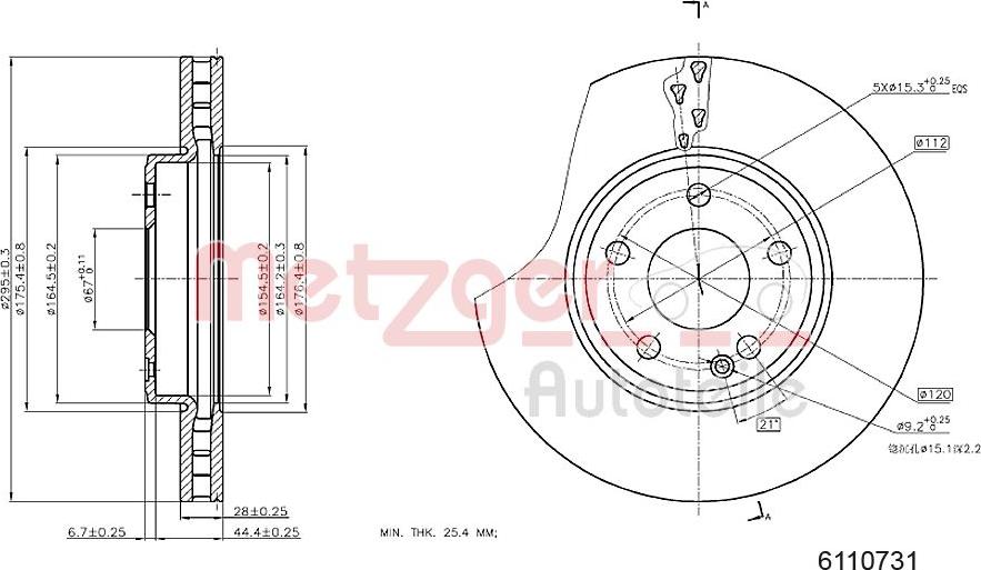 Metzger 6110731 - Disque de frein cwaw.fr