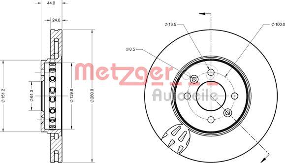 Metzger 6110729 - Disque de frein cwaw.fr